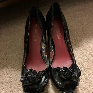 Madden Girl Black Peep-Toe Heels